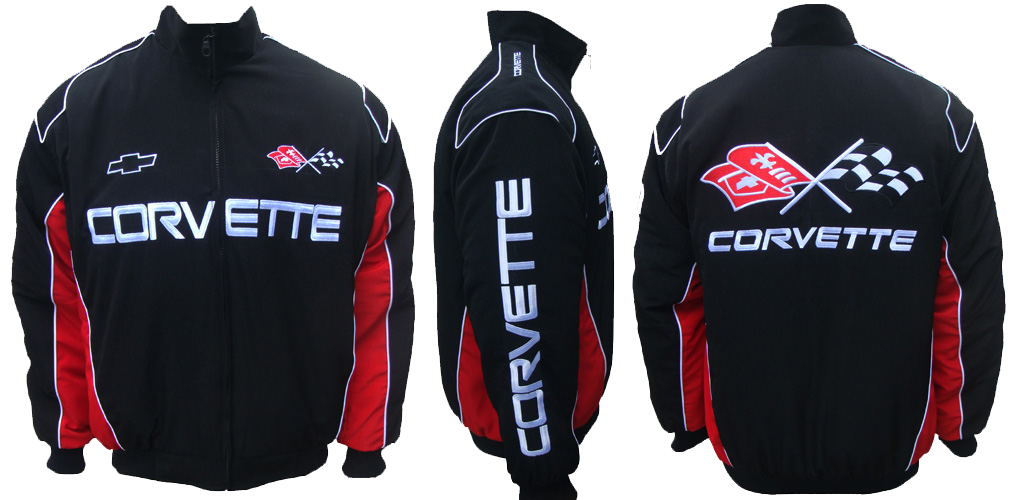 Corvette C3 Jacket Black-Red - Racing Empire